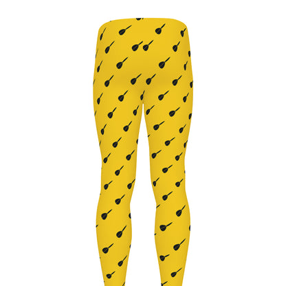 Yellow And Black Dart Pattern Print Men's leggings