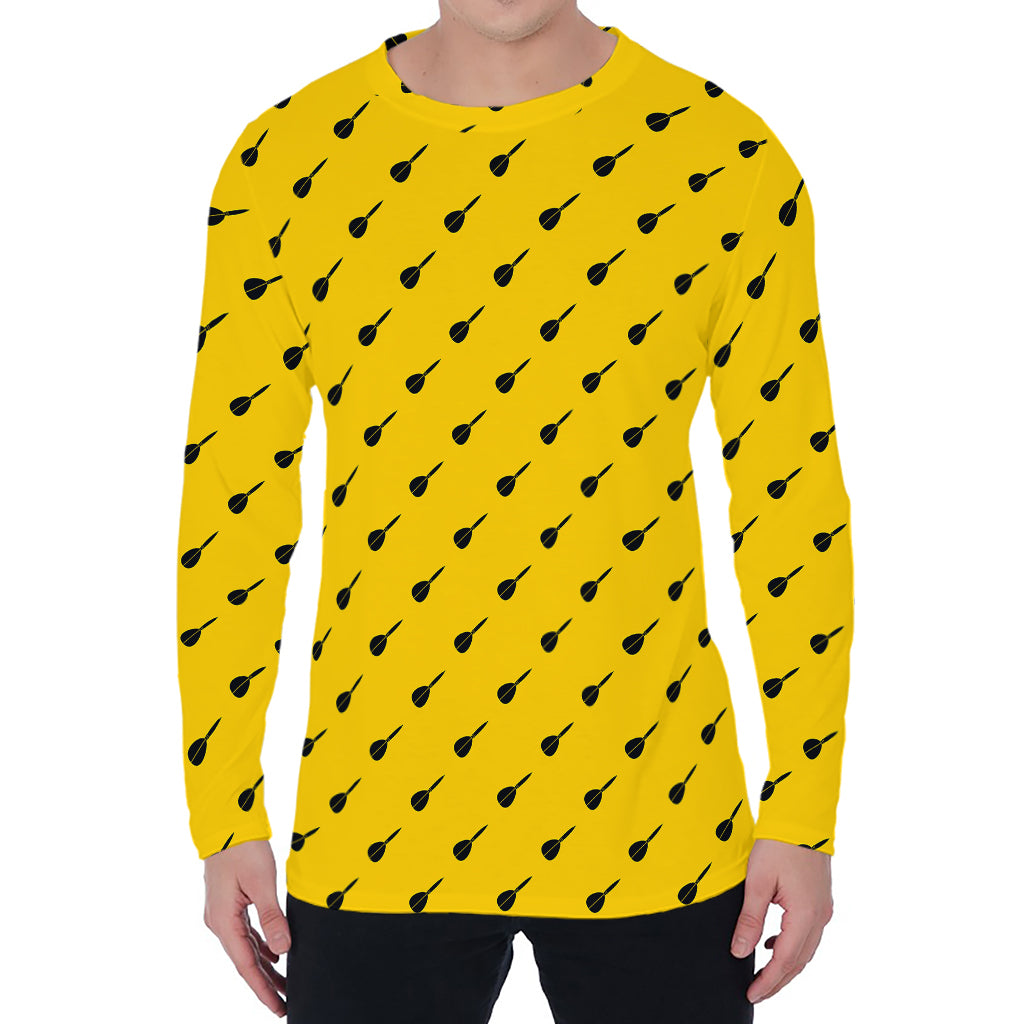 Yellow And Black Dart Pattern Print Men's Long Sleeve T-Shirt