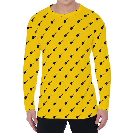 Yellow And Black Dart Pattern Print Men's Long Sleeve T-Shirt