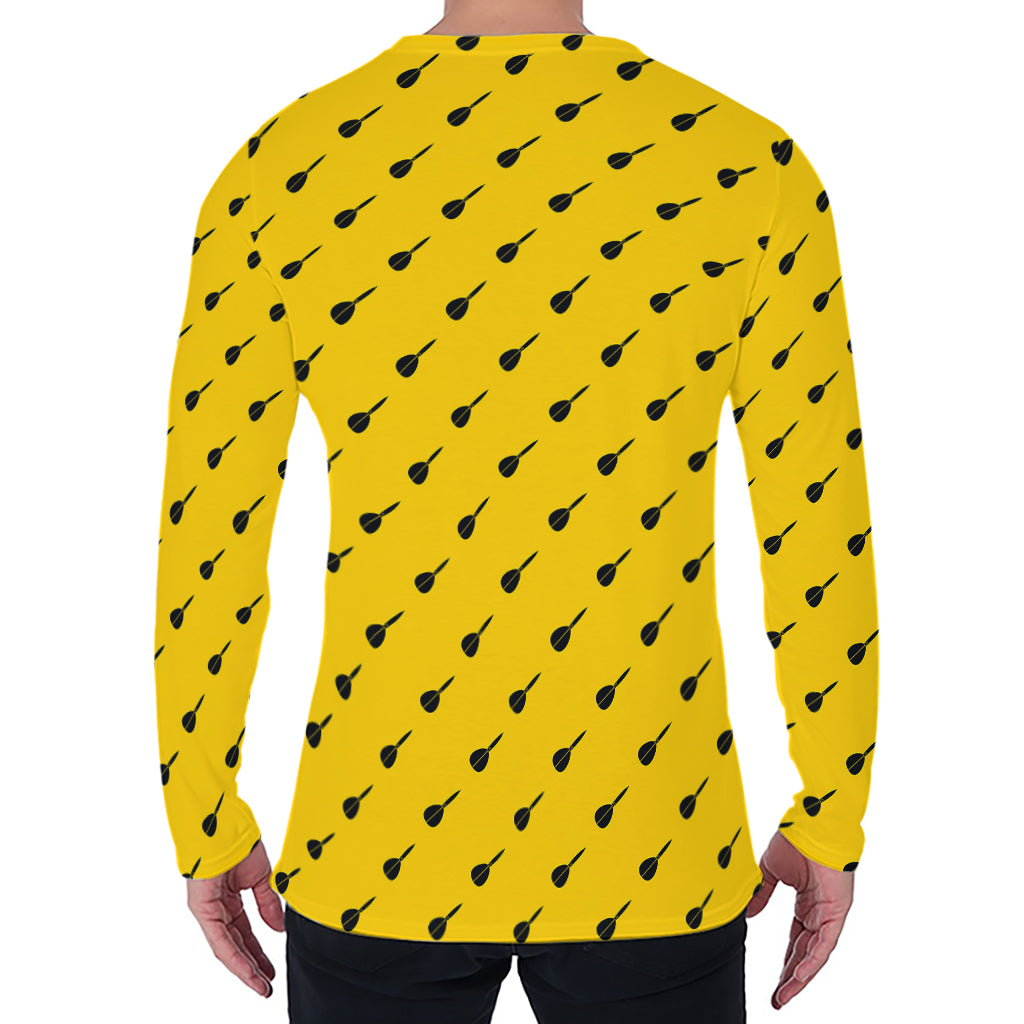 Yellow And Black Dart Pattern Print Men's Long Sleeve T-Shirt