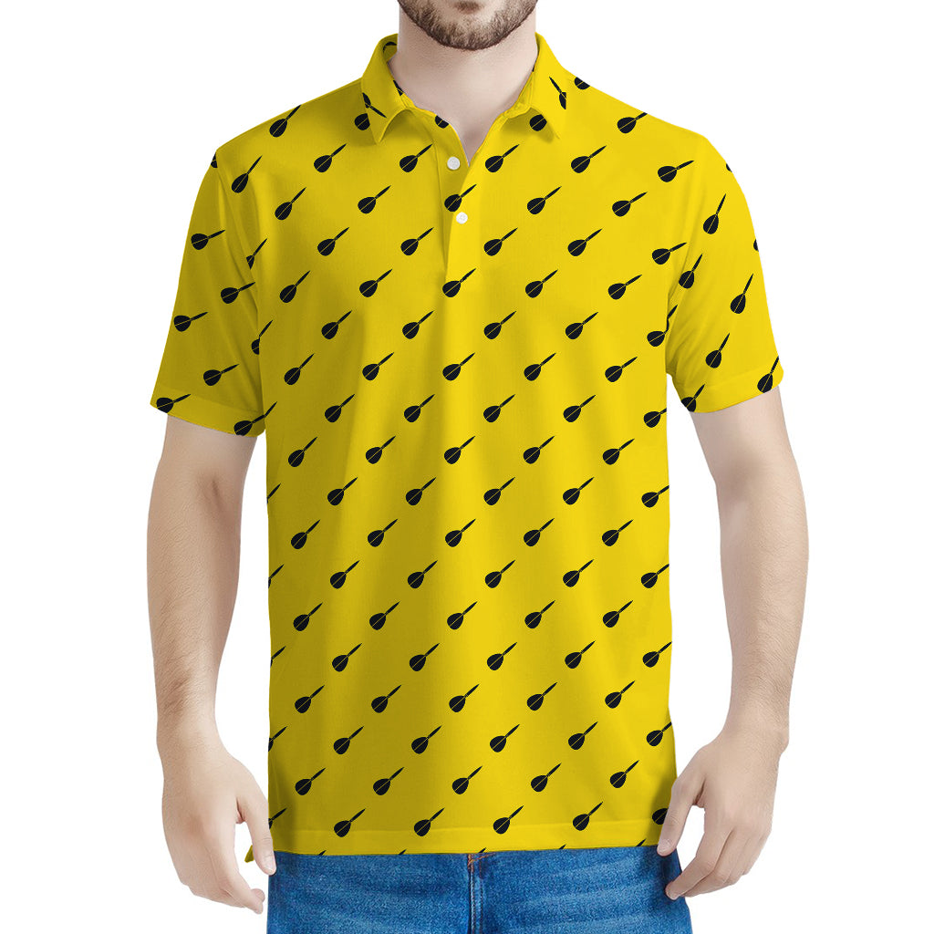 Yellow And Black Dart Pattern Print Men's Polo Shirt