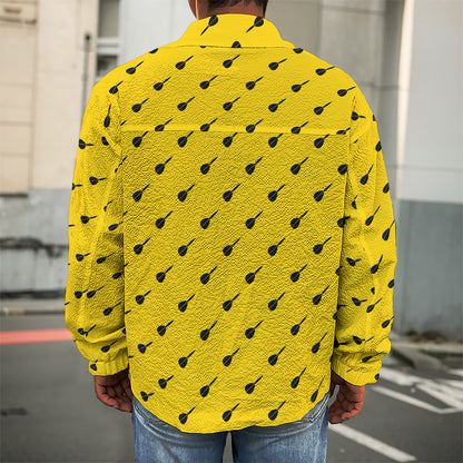 Yellow And Black Dart Pattern Print Men's Shirt Jacket
