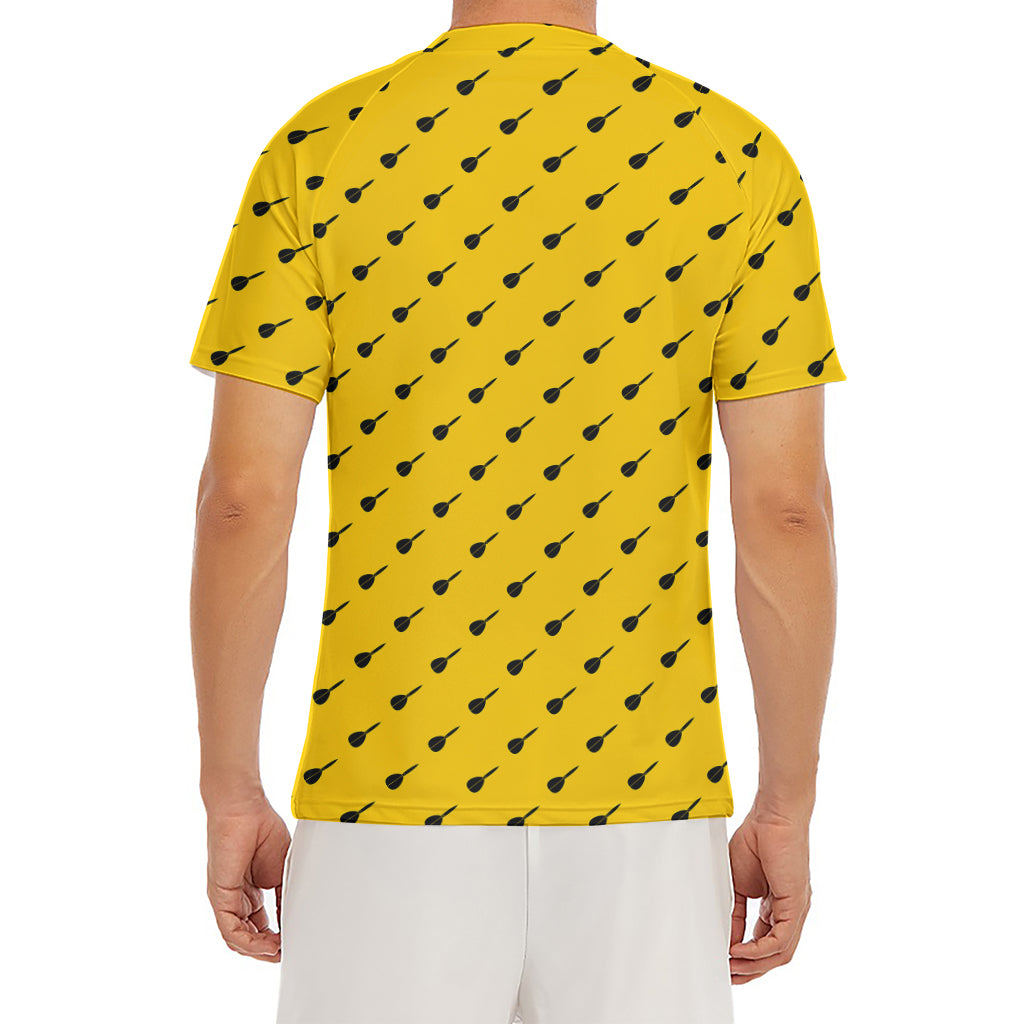 Yellow And Black Dart Pattern Print Men's Short Sleeve Rash Guard