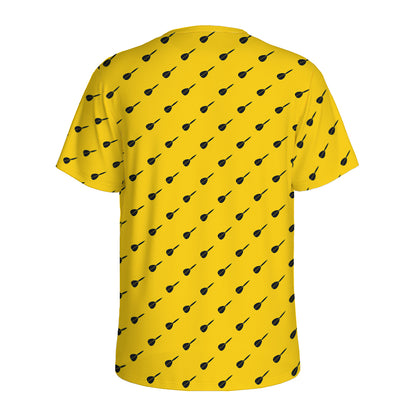 Yellow And Black Dart Pattern Print Men's Sports T-Shirt