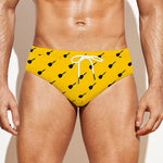 Yellow And Black Dart Pattern Print Men's Swim Briefs