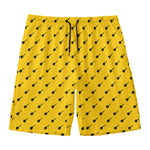 Yellow And Black Dart Pattern Print Men's Swim Trunks