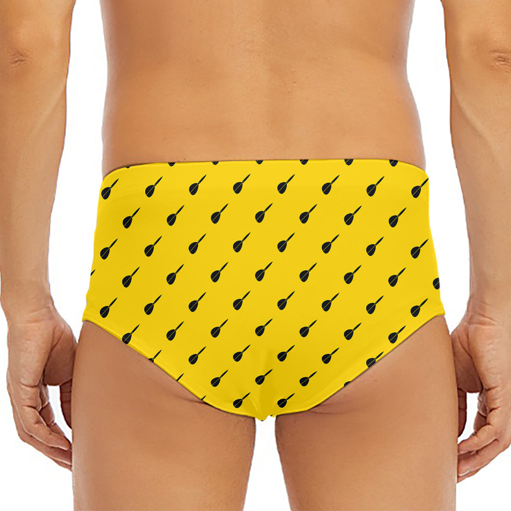 Yellow And Black Dart Pattern Print Men's Triangle Swim Briefs