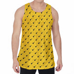 Yellow And Black Dart Pattern Print Men's Velvet Tank Top