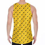 Yellow And Black Dart Pattern Print Men's Velvet Tank Top