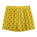 Yellow And Black Dart Pattern Print Mesh Shorts