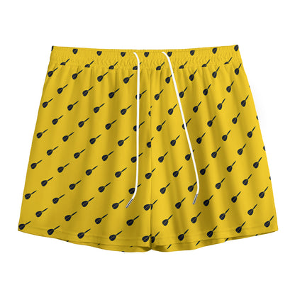 Yellow And Black Dart Pattern Print Mesh Shorts