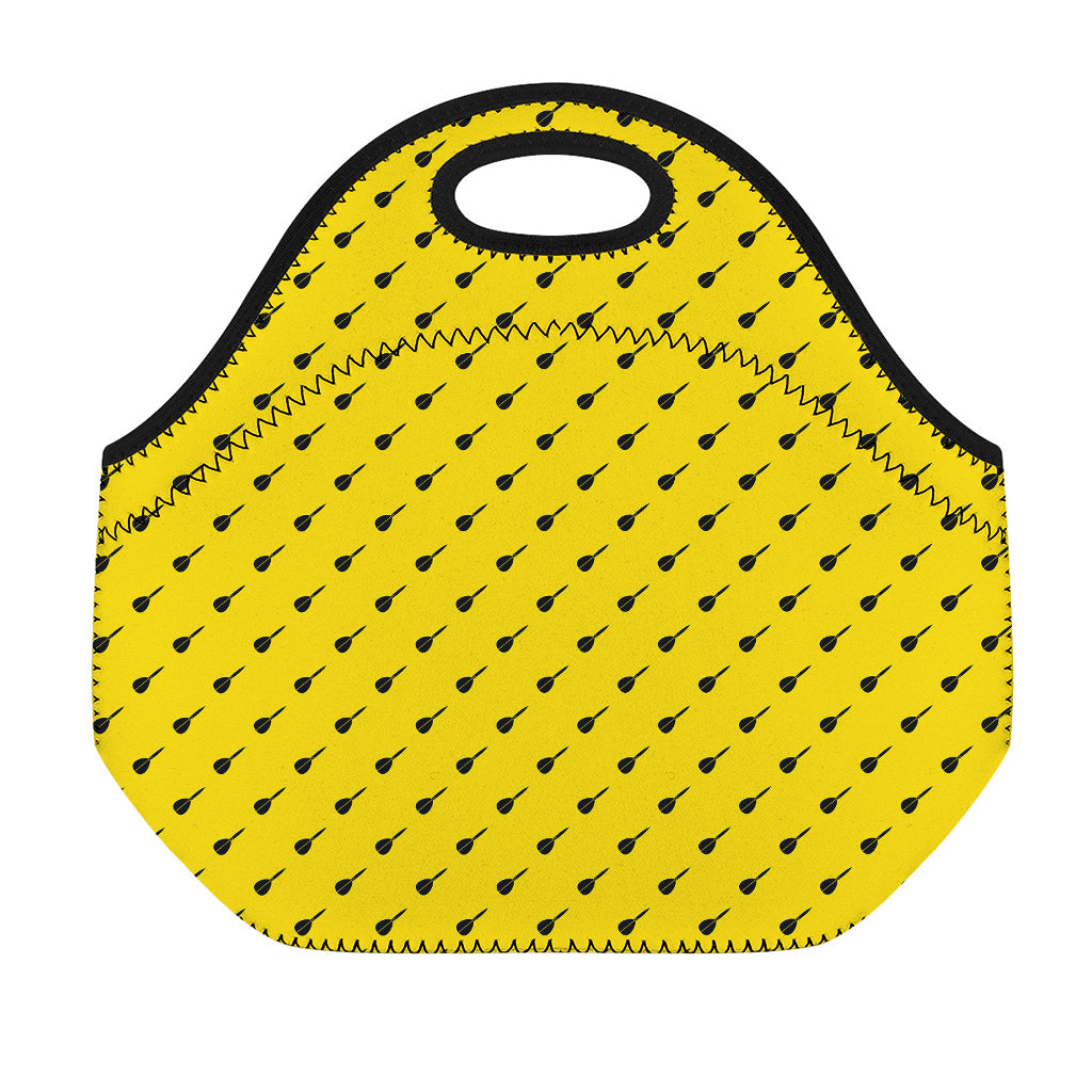 Yellow And Black Dart Pattern Print Neoprene Lunch Bag