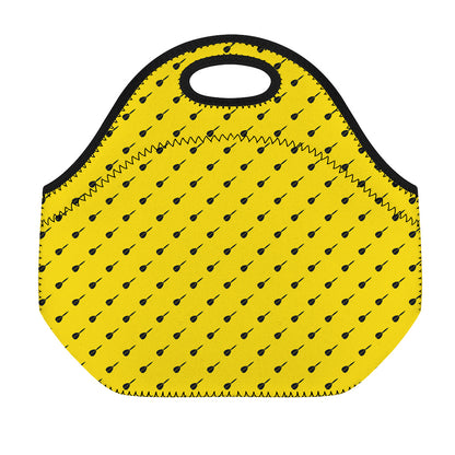 Yellow And Black Dart Pattern Print Neoprene Lunch Bag