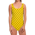 Yellow And Black Dart Pattern Print One Piece Swimsuit