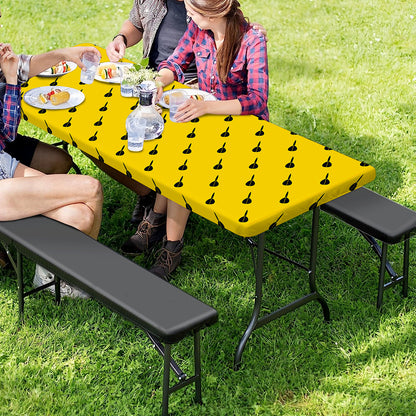Yellow And Black Dart Pattern Print Picnic Table Cover