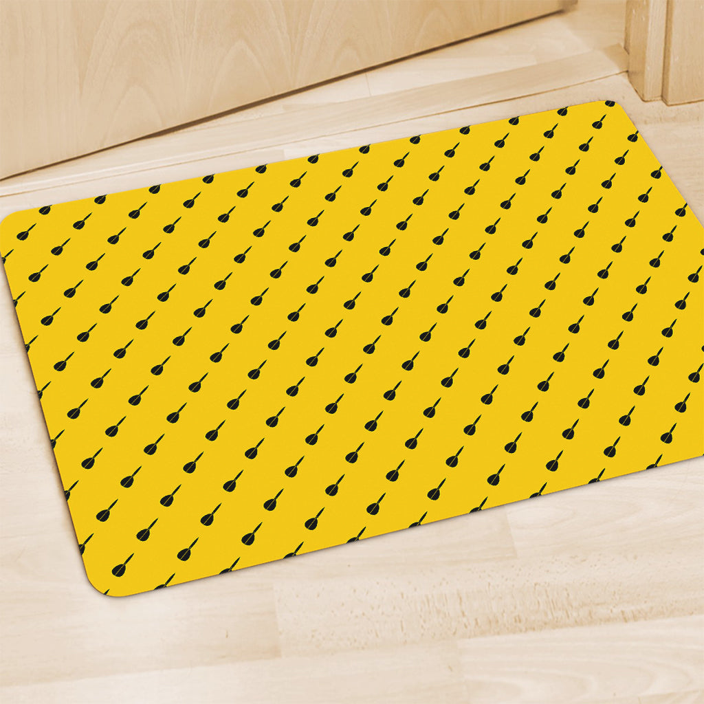 Yellow And Black Dart Pattern Print Polyester Doormat