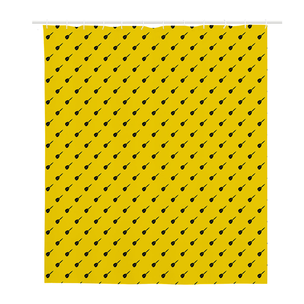 Yellow And Black Dart Pattern Print Polyester Shower Curtain