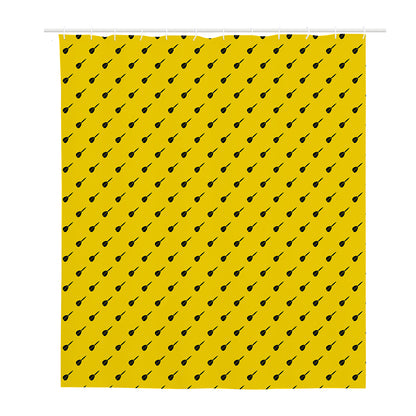 Yellow And Black Dart Pattern Print Polyester Shower Curtain