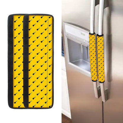 Yellow And Black Dart Pattern Print Refrigerator Handle Covers