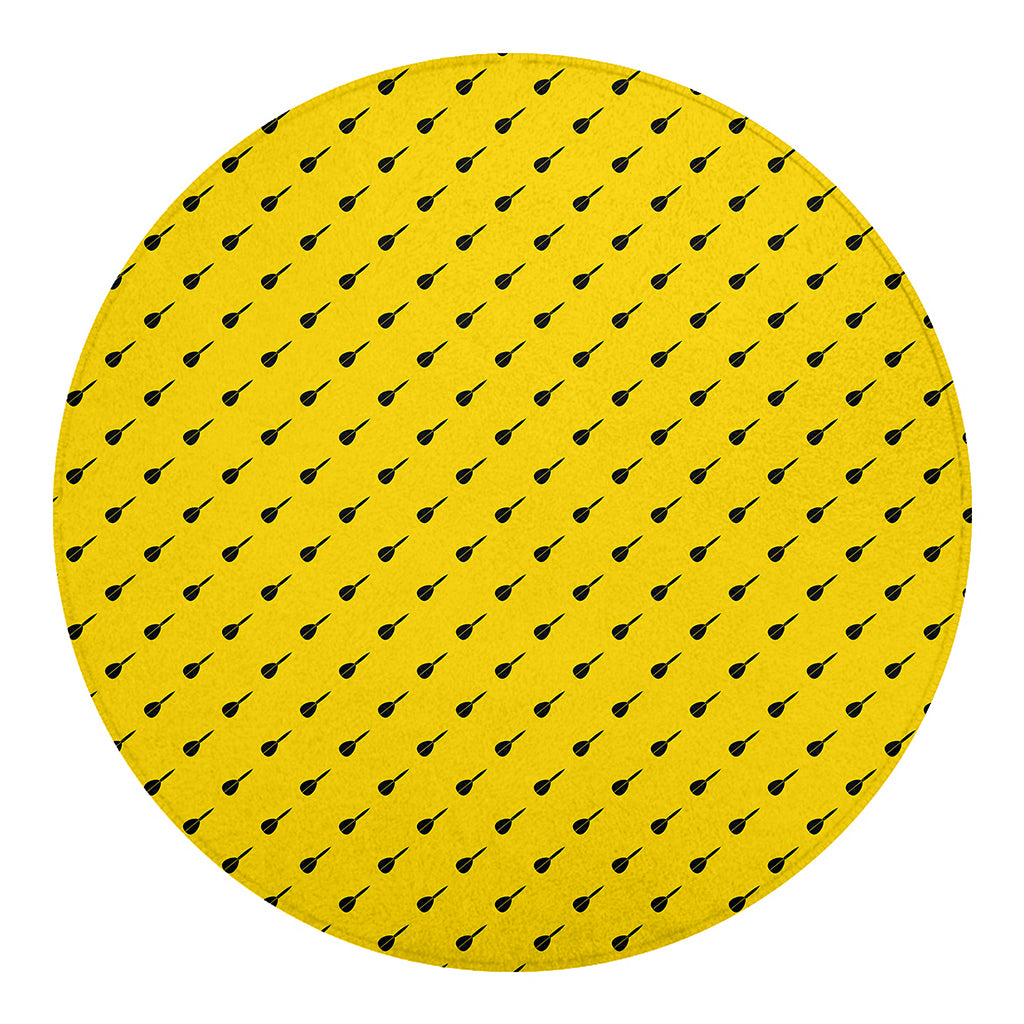 Yellow And Black Dart Pattern Print Round Blanket