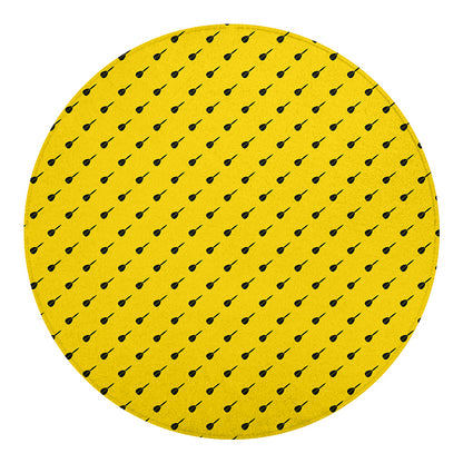 Yellow And Black Dart Pattern Print Round Blanket
