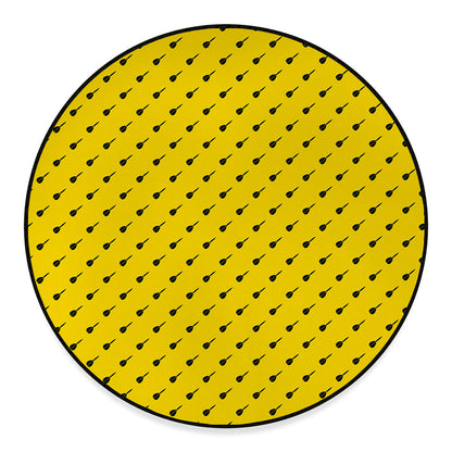 Yellow And Black Dart Pattern Print Round Floor Mat