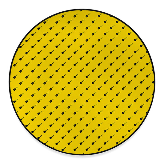Yellow And Black Dart Pattern Print Round Floor Mat