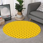 Yellow And Black Dart Pattern Print Round Rug