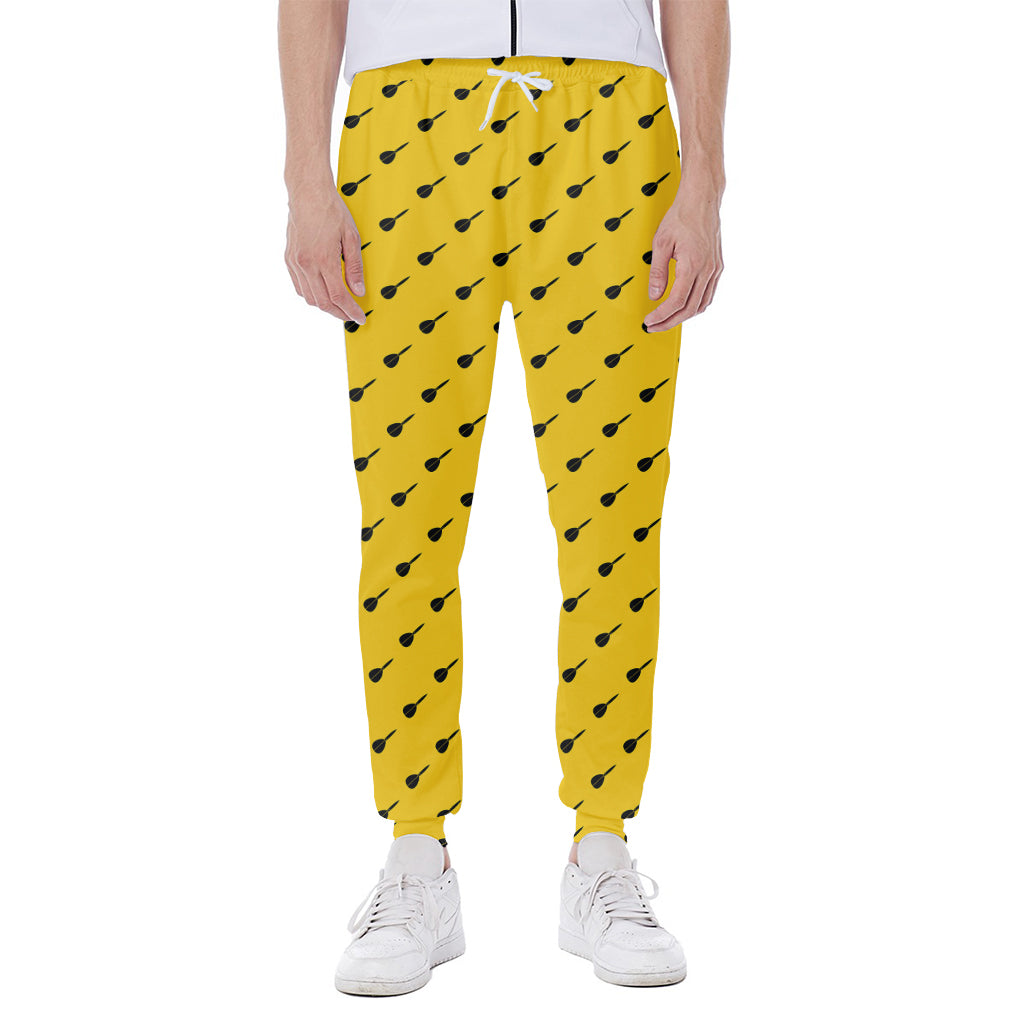 Yellow And Black Dart Pattern Print Scuba Joggers