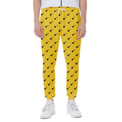 Yellow And Black Dart Pattern Print Scuba Joggers