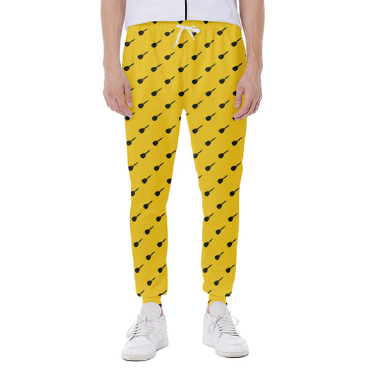 Yellow And Black Dart Pattern Print Scuba Joggers