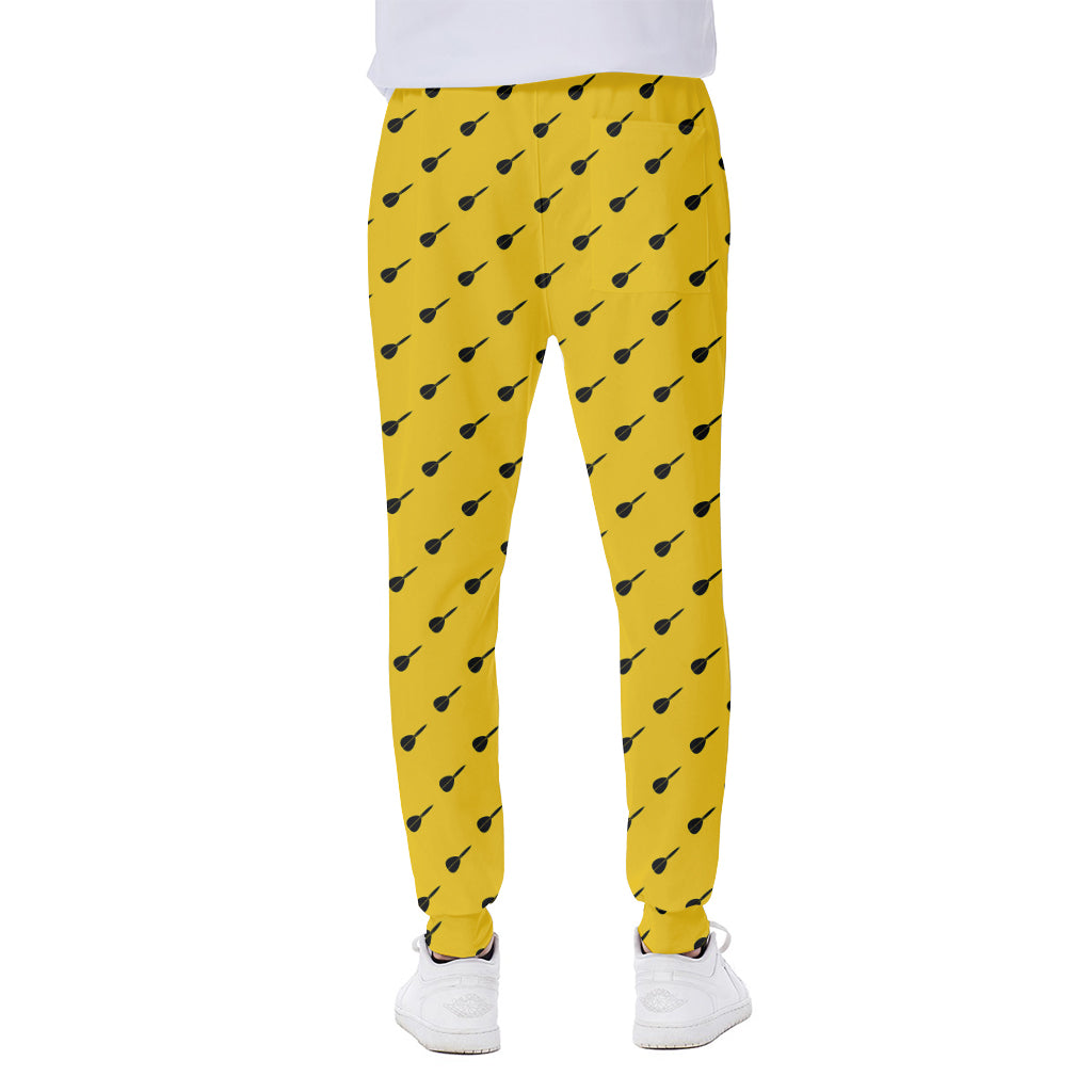 Yellow And Black Dart Pattern Print Scuba Joggers