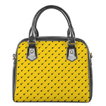 Yellow And Black Dart Pattern Print Shoulder Handbag