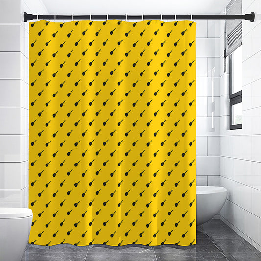Yellow And Black Dart Pattern Print Shower Curtain