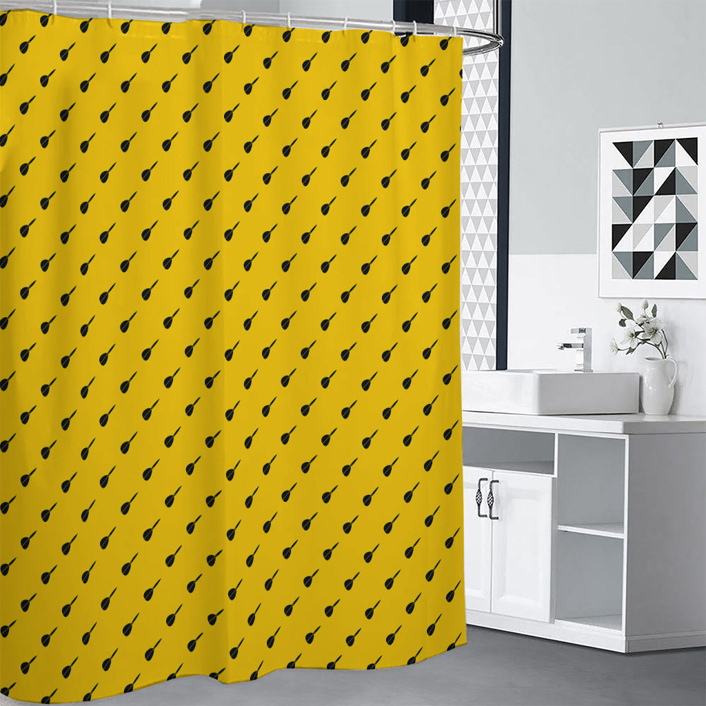 Yellow And Black Dart Pattern Print Shower Curtain