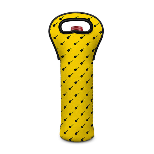 Yellow And Black Dart Pattern Print Single Neoprene Wine Tote