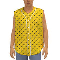 Yellow And Black Dart Pattern Print Sleeveless Baseball Jersey