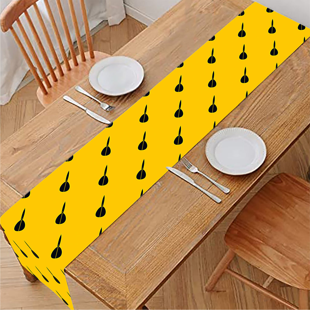 Yellow And Black Dart Pattern Print Table Runner