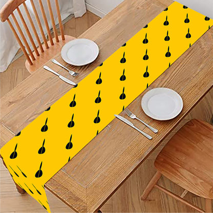 Yellow And Black Dart Pattern Print Table Runner