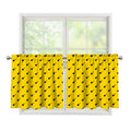 Yellow And Black Dart Pattern Print Tier Curtains