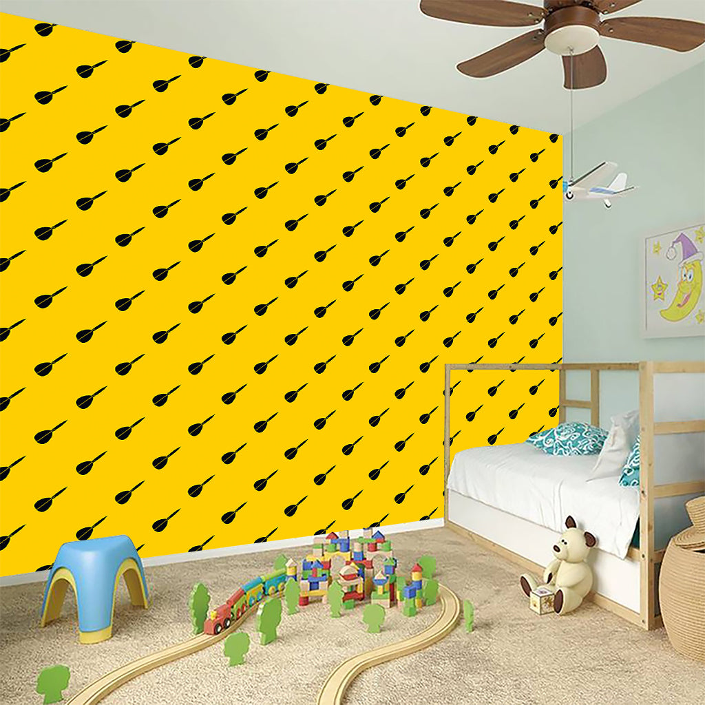 Yellow And Black Dart Pattern Print Wall Sticker