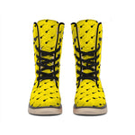 Yellow And Black Dart Pattern Print Winter Boots