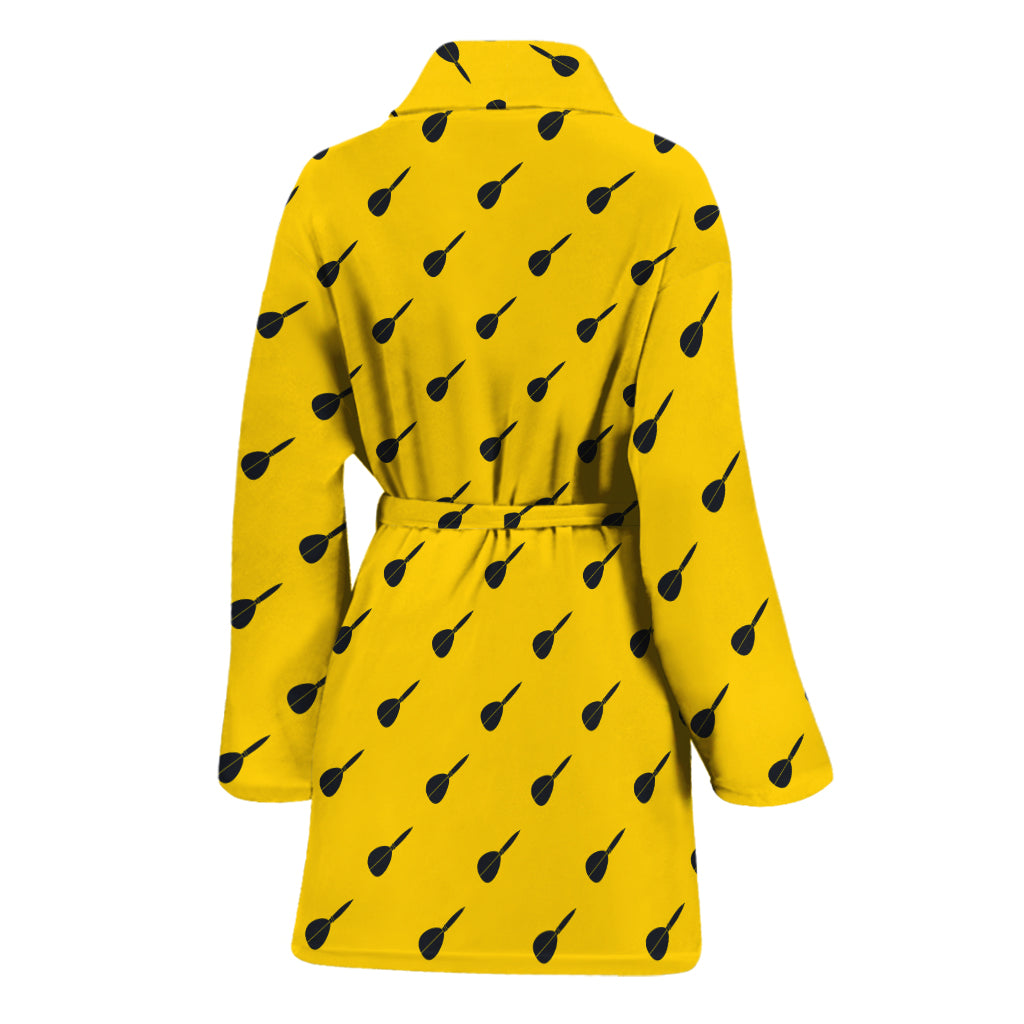 Yellow And Black Dart Pattern Print Women's Bathrobe