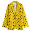 Yellow And Black Dart Pattern Print Women's Cotton Blazer