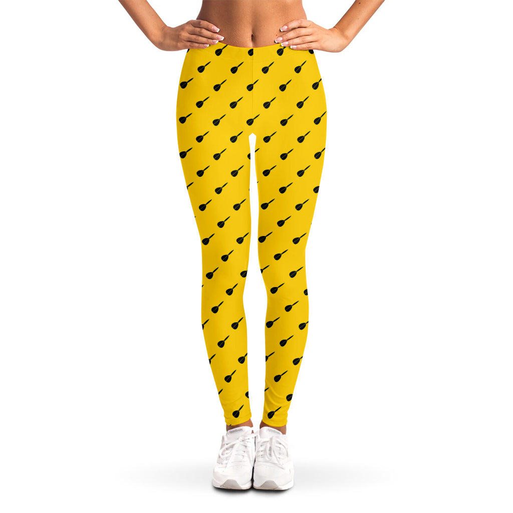 Yellow And Black Dart Pattern Print Women's Leggings