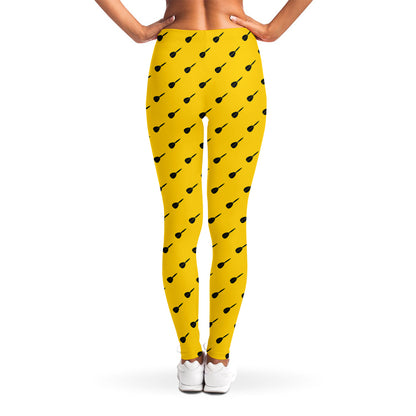 Yellow And Black Dart Pattern Print Women's Leggings