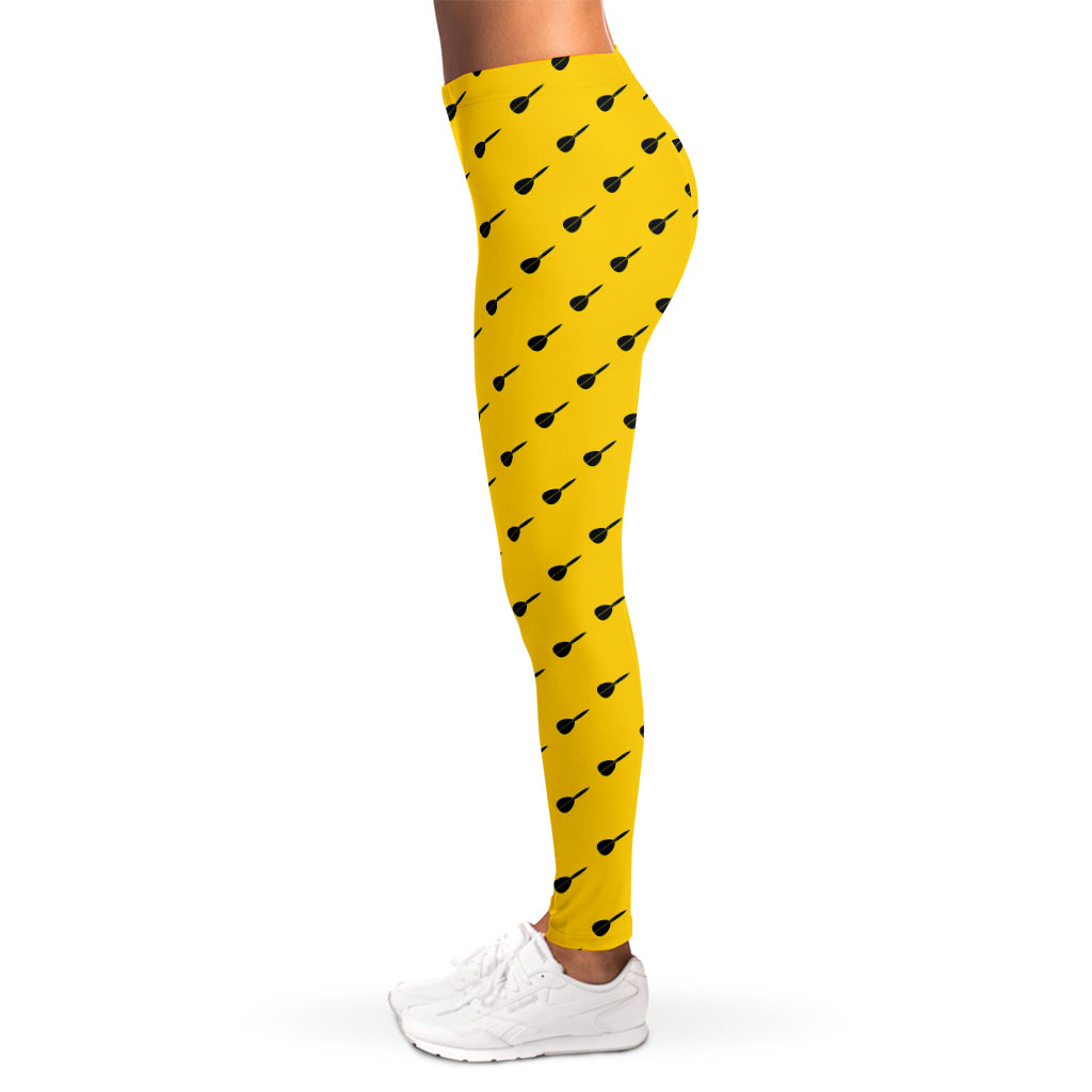 Yellow And Black Dart Pattern Print Women's Leggings