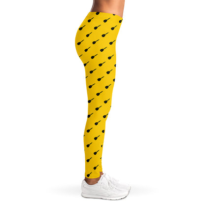 Yellow And Black Dart Pattern Print Women's Leggings