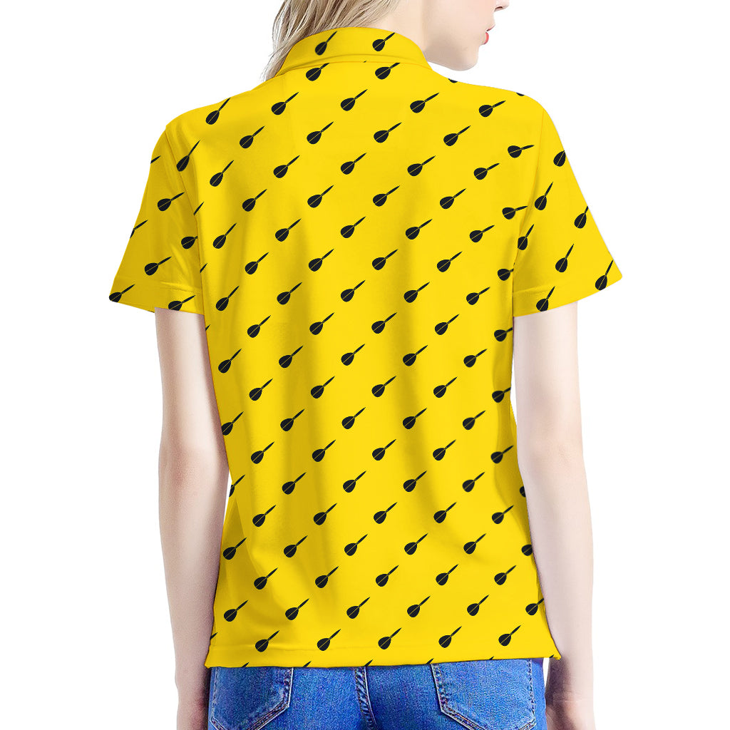 Yellow And Black Dart Pattern Print Women's Polo Shirt