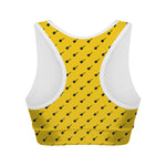 Yellow And Black Dart Pattern Print Women's Sports Bra